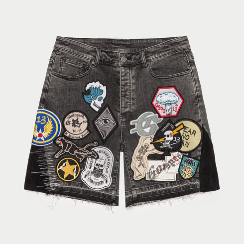GODSPEED Patchwork Denim Shorts Mens Apparel